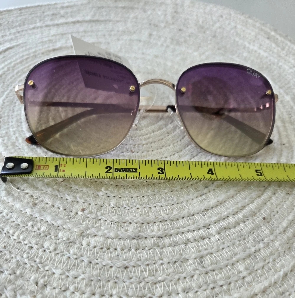 Quay Australia Jezabell Oversized Round Sunglasses Gold Purple Ombré